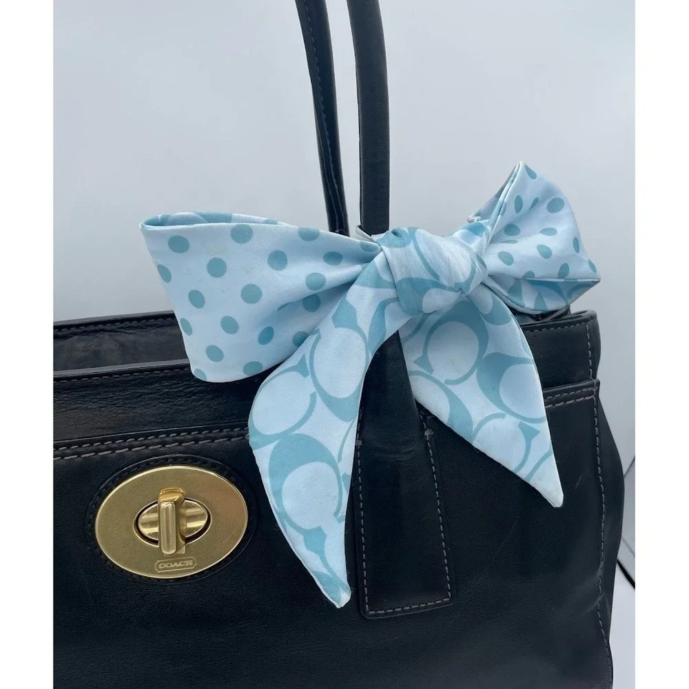 Coach Hamptons Madeline 11554 Black Leather Turnlock Carryall Tote Bag
